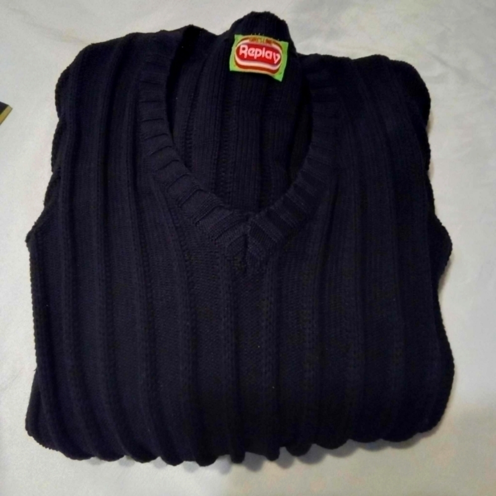 Y2K -Vintage "REPLAY" women's long sleeve black sweater size small new - Picture 2 of 4